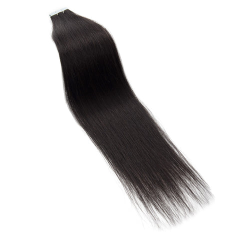 Gerade #1B Naturschwarze Remy Tape-In Extensions